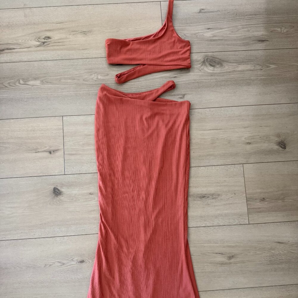 Babyboo Fashion Two-Piece Kaela Asymmetrical Crop Top and Maxi Skirt